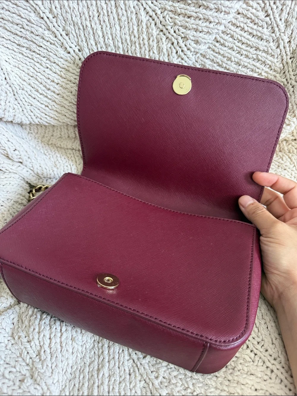 Tory Burch Burgundy Leather Chain Crossbody Bag